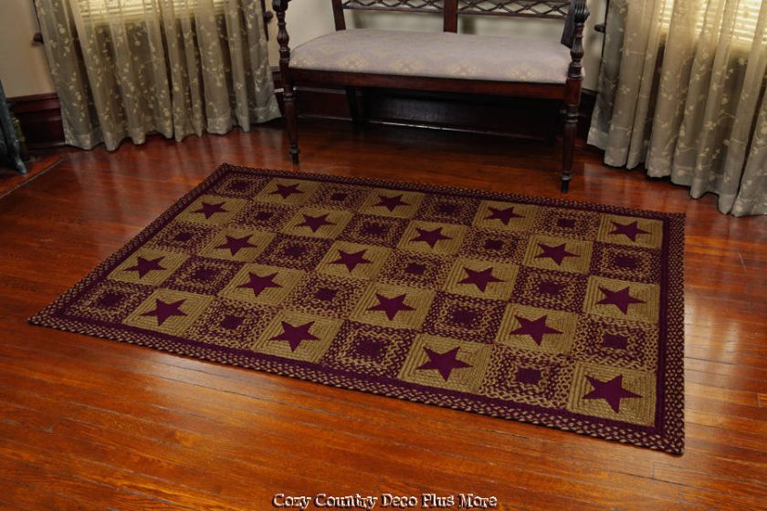 Burgundy Premium Star Rug with lots of ole country charm several sizes 