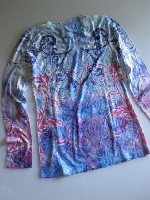 LAURA ASHLEY ACTIVE New Blue White Pink Print Shirt Top Blouse Womens 