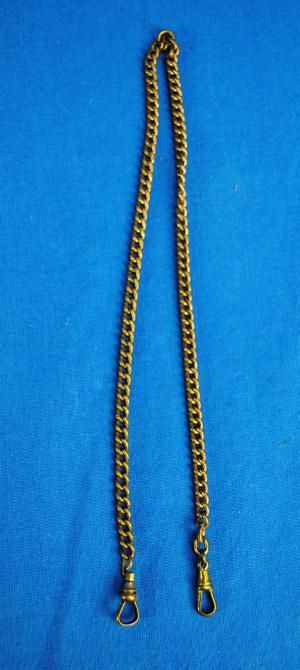   Old Vintage Double Watch Chain Fob Anchor Logo 16 Brass  