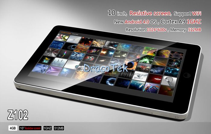 Zenithink Z102   10.2 inch android 4.0 ICS tablet pc Cortex A9 1GHz 