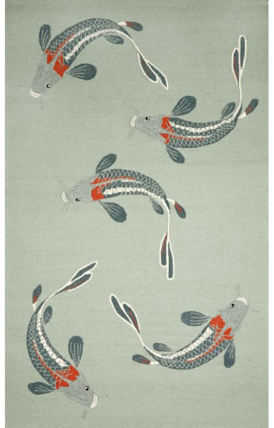 Indoor/Outdoor Hand Tufted Area RUG Koi 2x8 Aqua CARPET  