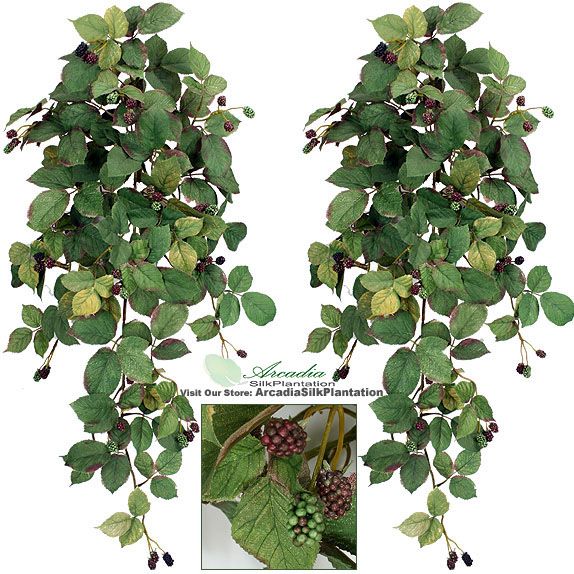 You are bidding on TWO 36 Raspberry Artificial Hanging Bushes
