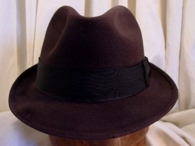 Vintage STETSON Fedora Centennial Hat Brown w/ Black Radio Wave Ribbon 