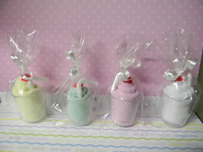 Baby washcloth milkshake baby shower favor/decoration boy, girl 