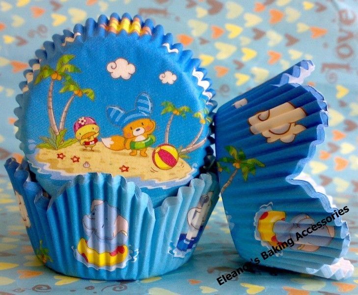 Beach time petal baking cups cupcake liners  50 pcs  