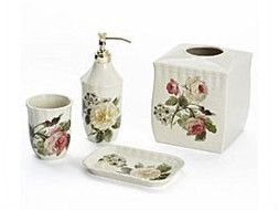   ACCOUTREMENTS / BRIER ROSE FLORAL BATH ACC TUMBLER or SOAP DISH  