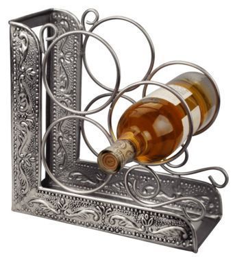   Dutch Antique Embossed Pewter 3 Bottle Wine Rack 045642004313  