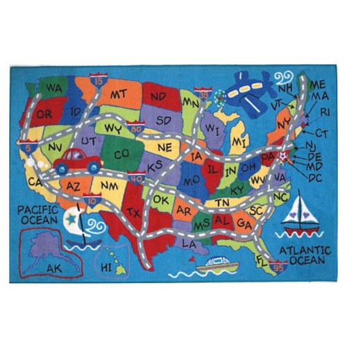 Travel Fun Kids Rug Educational 19 x 29 FREE SHIP  