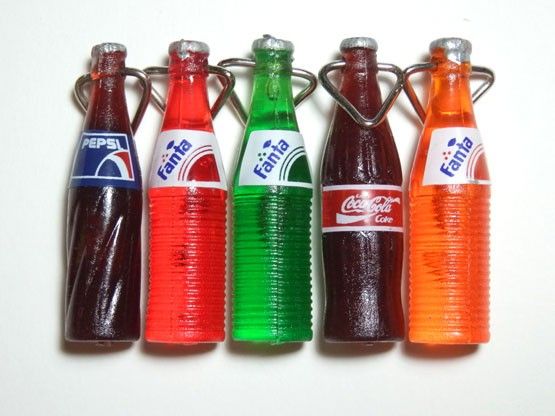 of Coke, Pepsi, Green Fanta, Orange Fanta, Red Fanta