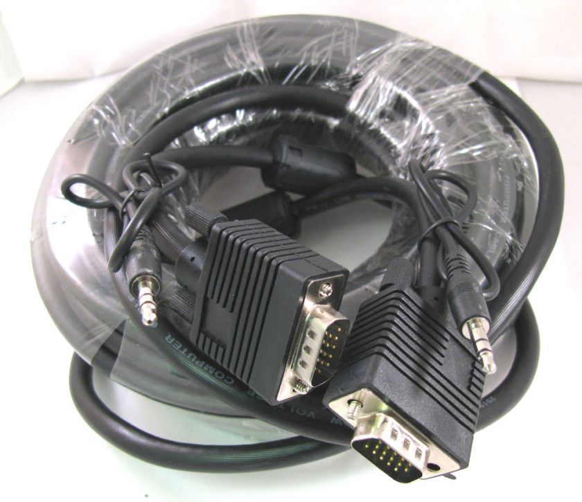   New 50FT SVGA super VGA M/M 3.5mm Audio cable MONITOR TV Projector