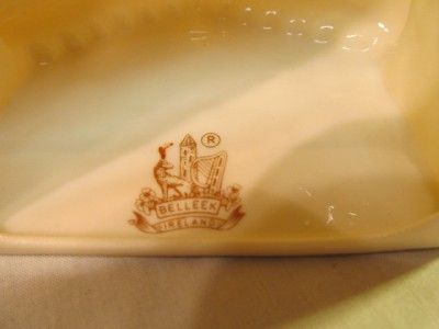 BELLEEK CHINA COTTAGE COVERED BUTTER / CHEESE DISH GOLD MARK  