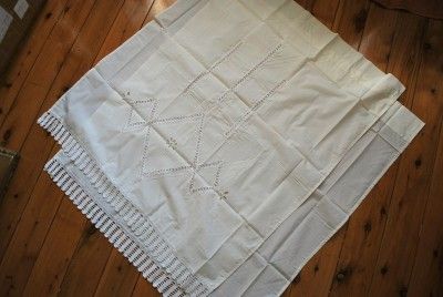 Pair Of Elegant Hemstitch Kitchen / Cafe Curtains Ivory  