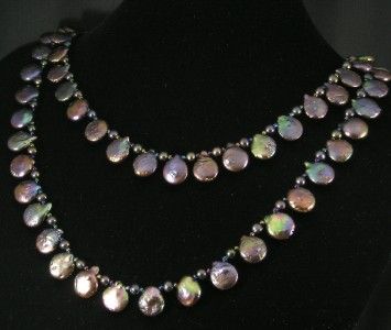 PEACOCK BRONZE TEARDROP PEARL NECKLACE .925 SILVER 50  