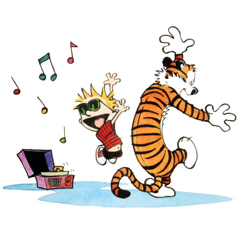 Calvin and Hobbes Dancing Poster Print 24 x 24  