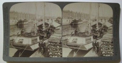 Stereoview Docks Boats Waterways Gefle Lumber SWEDEN  