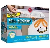 MEMBERS MARK KITCHEN 13 GAL DRAWSTRING GARBAGE BAGS 150  