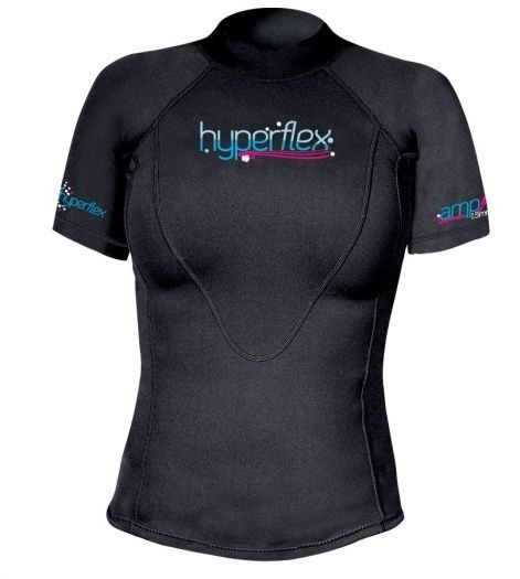 HYPERFLEX WOMENS AMP 1.5MM SS WETSUIT TOP SURFING BLK  