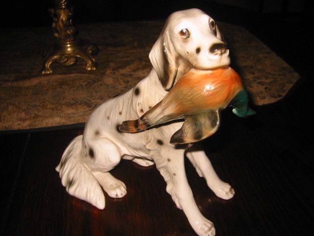 SALE Lg.SPANIEL w PHEASANT FIGURINEKeramos,Austria,10  