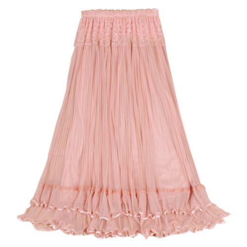 New Chiffon pleated long skirt dress BOHO ruffle skirt Y18789 coffee 