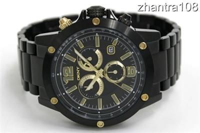 DKNY Mens BLACK CHRONO DATE TACHYMETER Watch ~ NY1387  