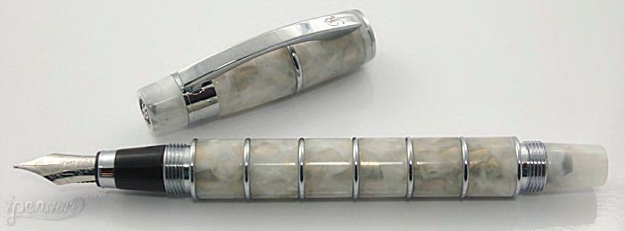 Romet of Italy Pisa Fountain Pen, White Quartz, Med Nib  