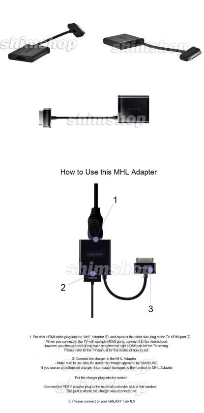 GENUINE SAMSUNG GALAXY TAB 8.9 LTE 3G WIFI MHL HDTV ADAPTER OTG HOST 