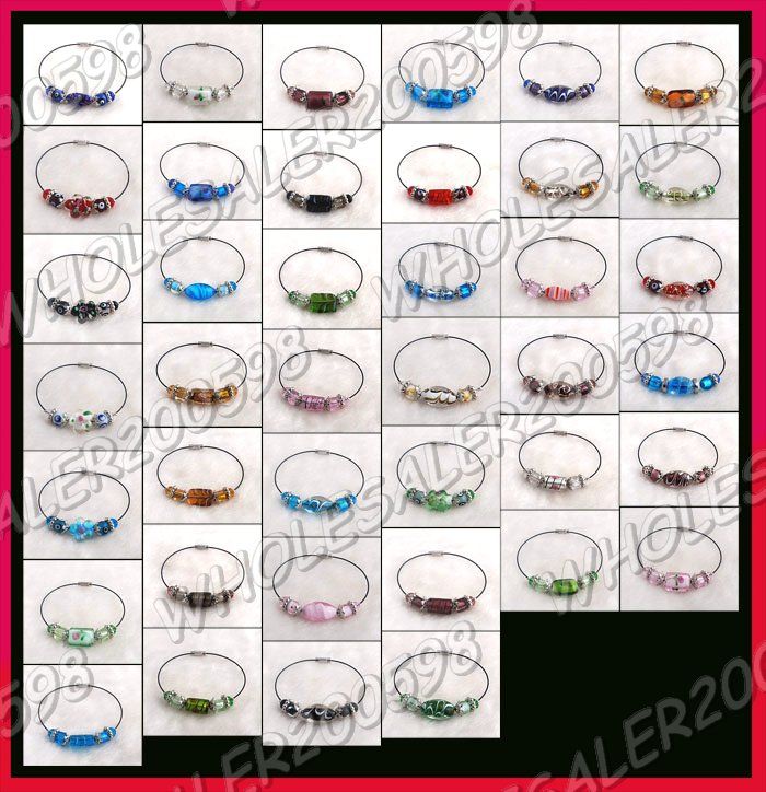 WHOLESALE 40strands Handwork Mixed Glass Bead Bracelets  