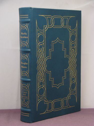 1st, signed by 2, Mostly Harmless by Douglas Adams, Easton Press 