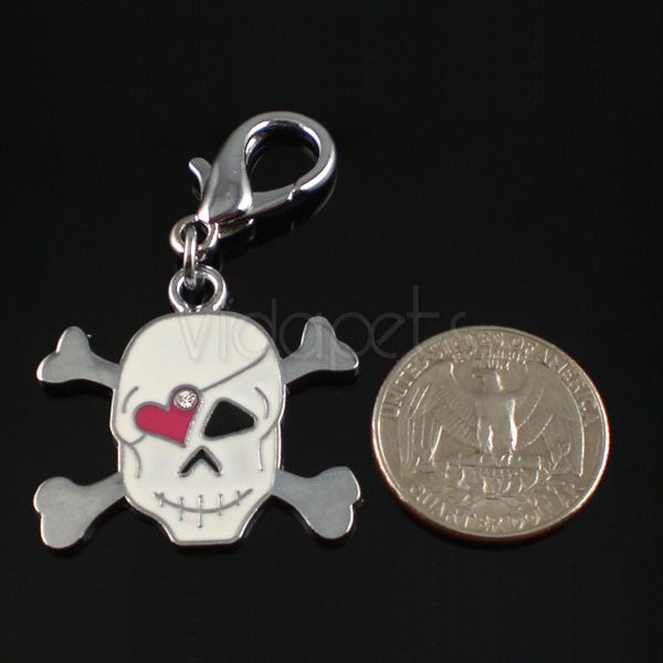 Dog Cat Collar Charm White Skull  