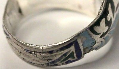 IMPRESSIVE ANTIQUE PERSIAN SILVER CARNELIAN ENAMEL RING  