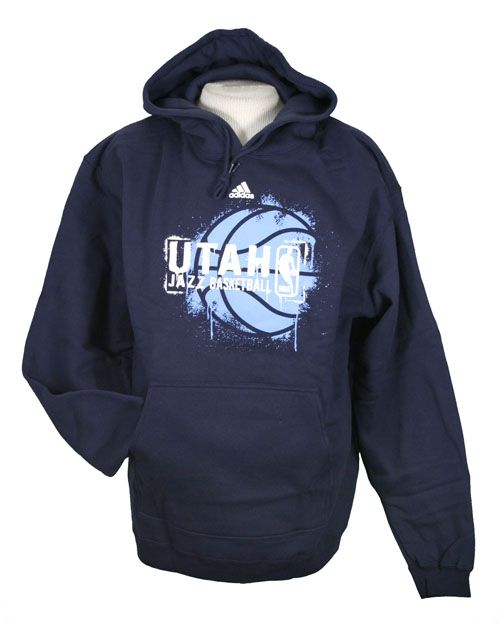 UTAH JAZZ ADIDAS FLEECE HOODIE MENS NBA NEW BLUE L  