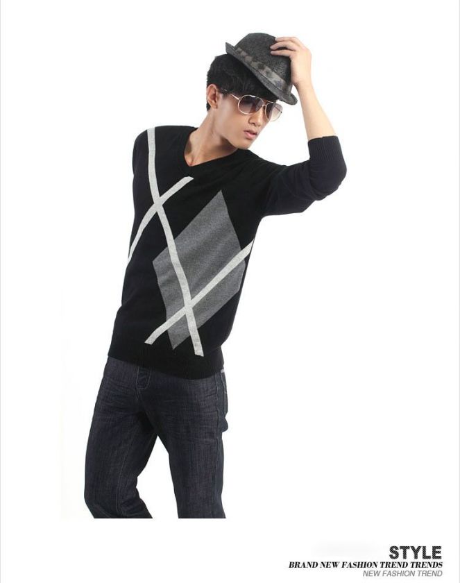 New Elegant Twii Sweater Autumn Winter Grid Cotton Mens  