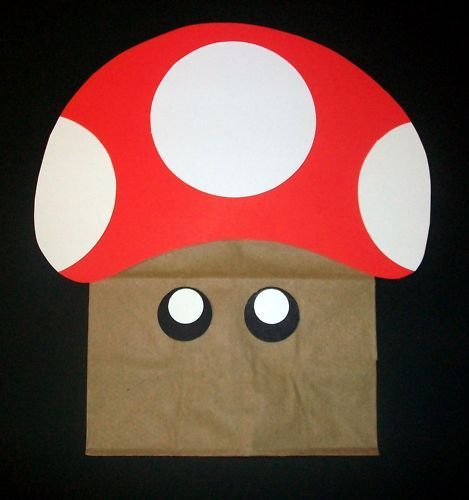Super Mario Bros. Mushroom Birthday Party Favor Bags.  