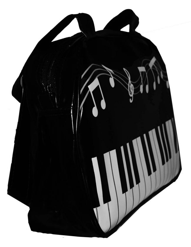 Piano Keyboard Music Staff PVC Purse Bag  