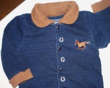 4RODEO Cowboys HORSE OUTFIT Stretch Denim Baby Boys 12M 9 12M EUC LN 