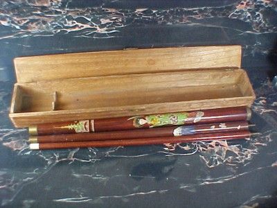   CUE STICK BILLIARDS CARVED ORIENTAL JAPANESE W/ CASE WOODEN  