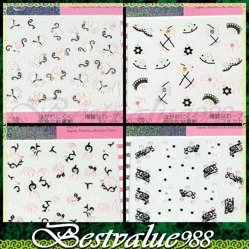 Cute 10 Sheet Mix Design Nail Art 3D Sticker Decals Set  