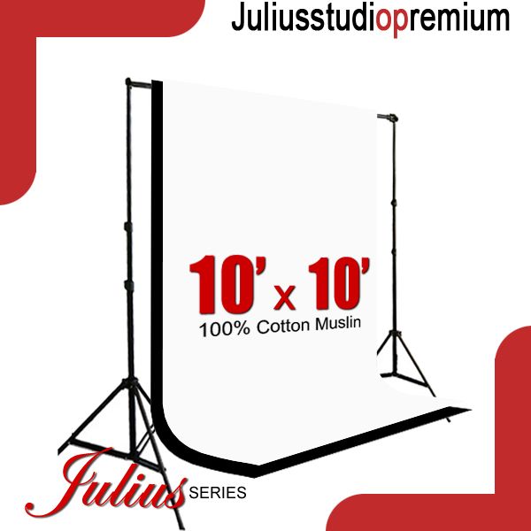 Black + W Photography Backdrop Photo Stand Muslin Kit  