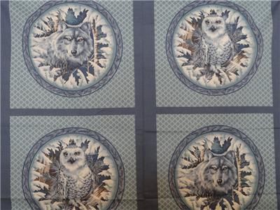 New Wolf Owl Animal Bird Fabric Pillow Panel  