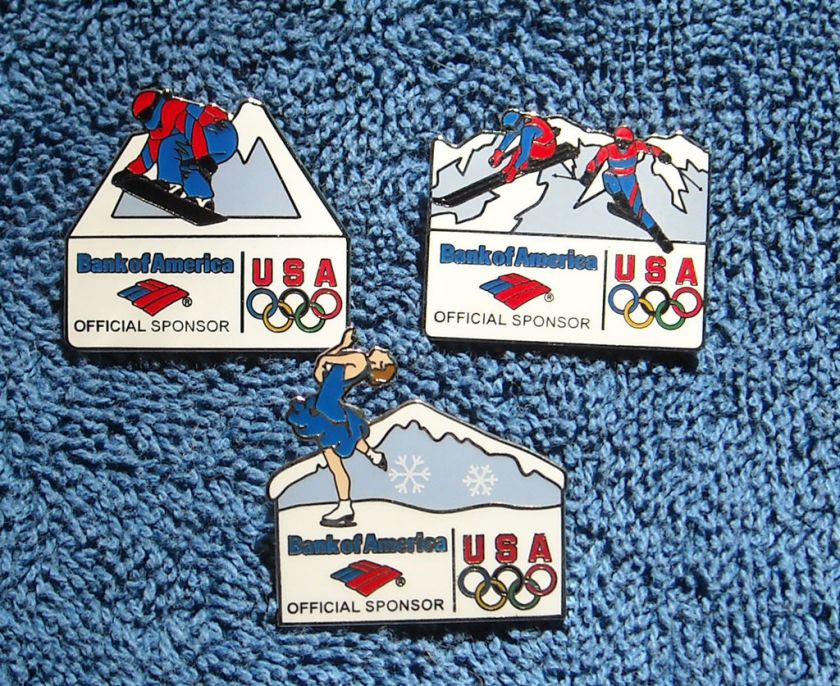 BANK OF AMERICA WINTER OLYMPIC PINS SNOWBOARD SKI  