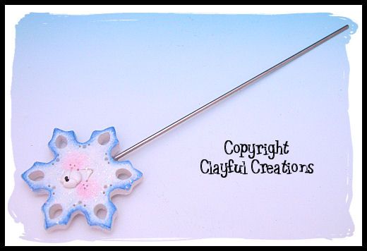 Beckys Polymer Clay   Silly Snowflake CAKE TESTER MAGNET  