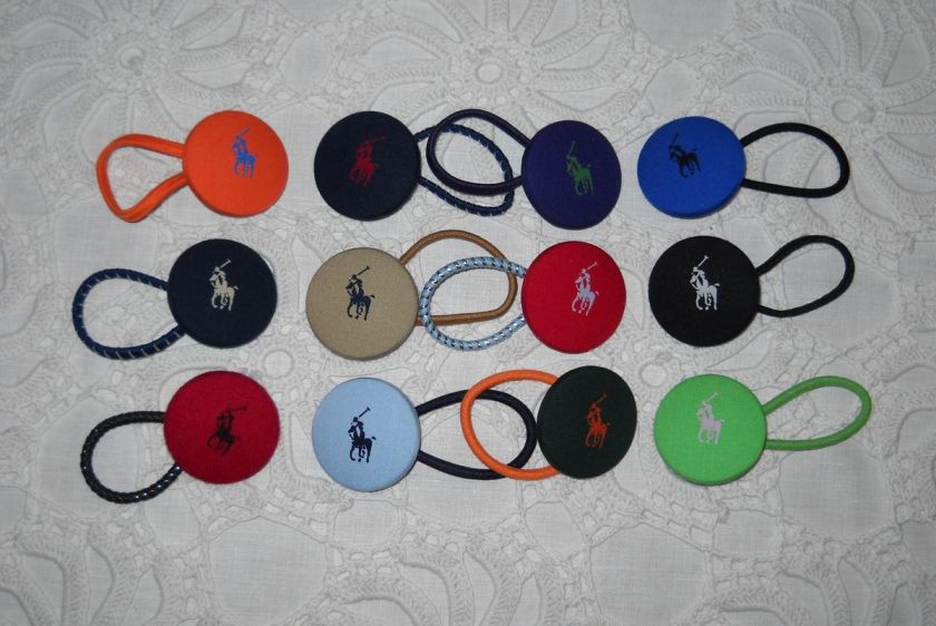 Preppy Ponytail Holder w/ Ralph Lauren Fabric 12 Colors  