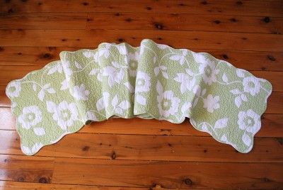 Lovely Long Quilted Cotton Table Runner Pistachio Green  