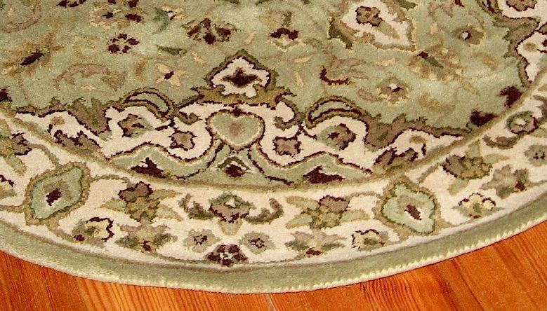 Thick 100% Wool 39 ROUND Sage/Beige Oriental Area Rug  