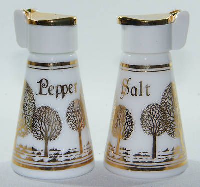 Vintage Germany STOHA Milk Glass Salt & Pepper Shakers  