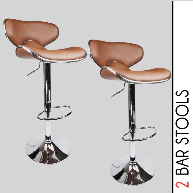 Swivel Mocha Elegant PU Leather Modern Adjustable Hydraulic Bar 