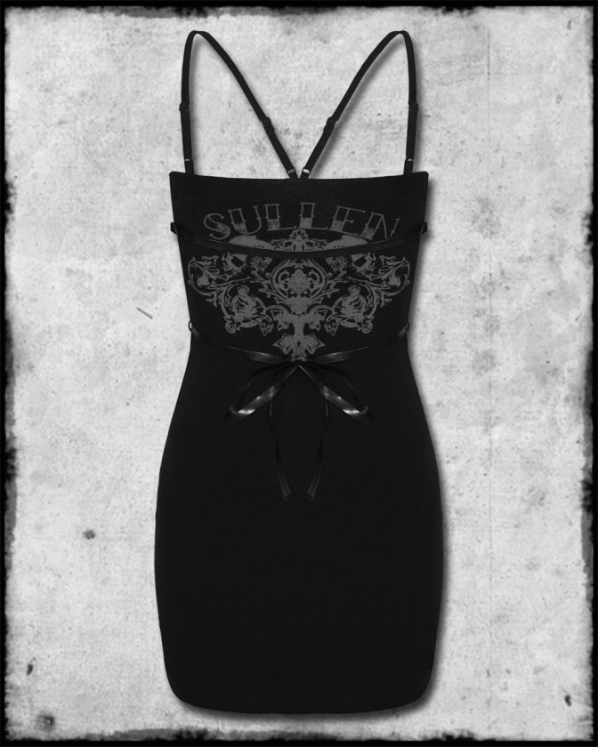 SULLEN ANGELS STRAPS N TATS BLACK GREY DAMASK TATTOO GOTH STRAPPY 