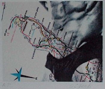 Original Unique PHALLIC FLORIDA ROAD MAP ART Male Torso  