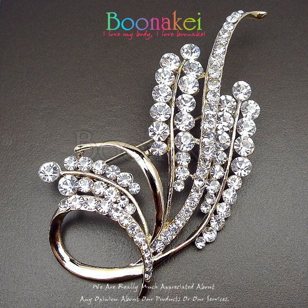 Clear White Swarovski Crystal Bling Bridal Brooch Pin J010  