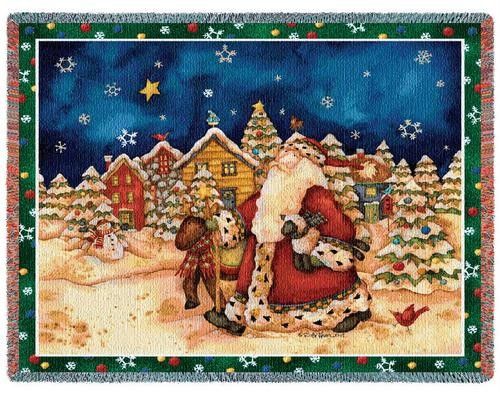   GINGERBREAD HOUSE REINDEER LAMB TAPESTRY THROW BLANKET AFGHAN  